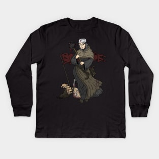 powerful women, dark medieval nun. Kids Long Sleeve T-Shirt